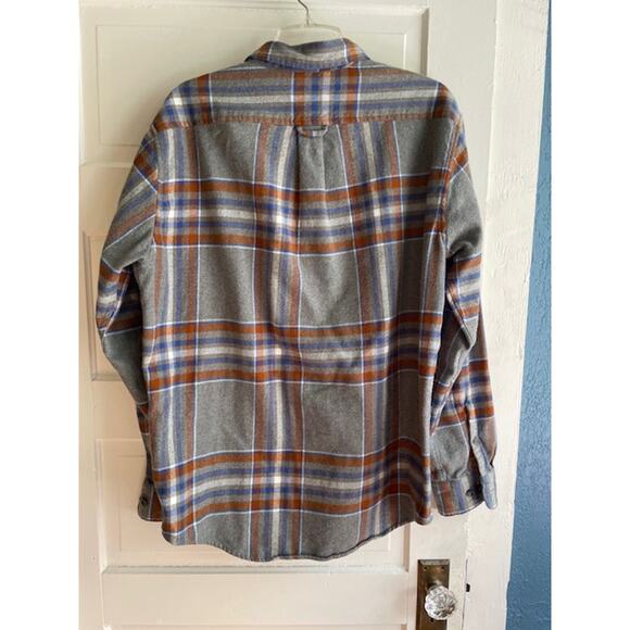 Lands' End Size Large Men's 100% Cotton‎ Gray Plaid Flannel Shirt Long Sleeve - Picture 3 of 5